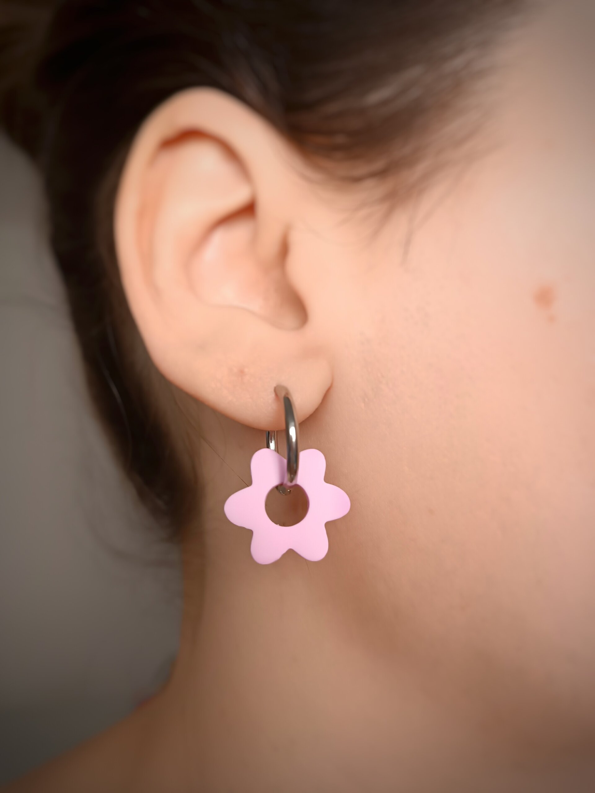 Charm Flor rosa pastel (Par) - 2