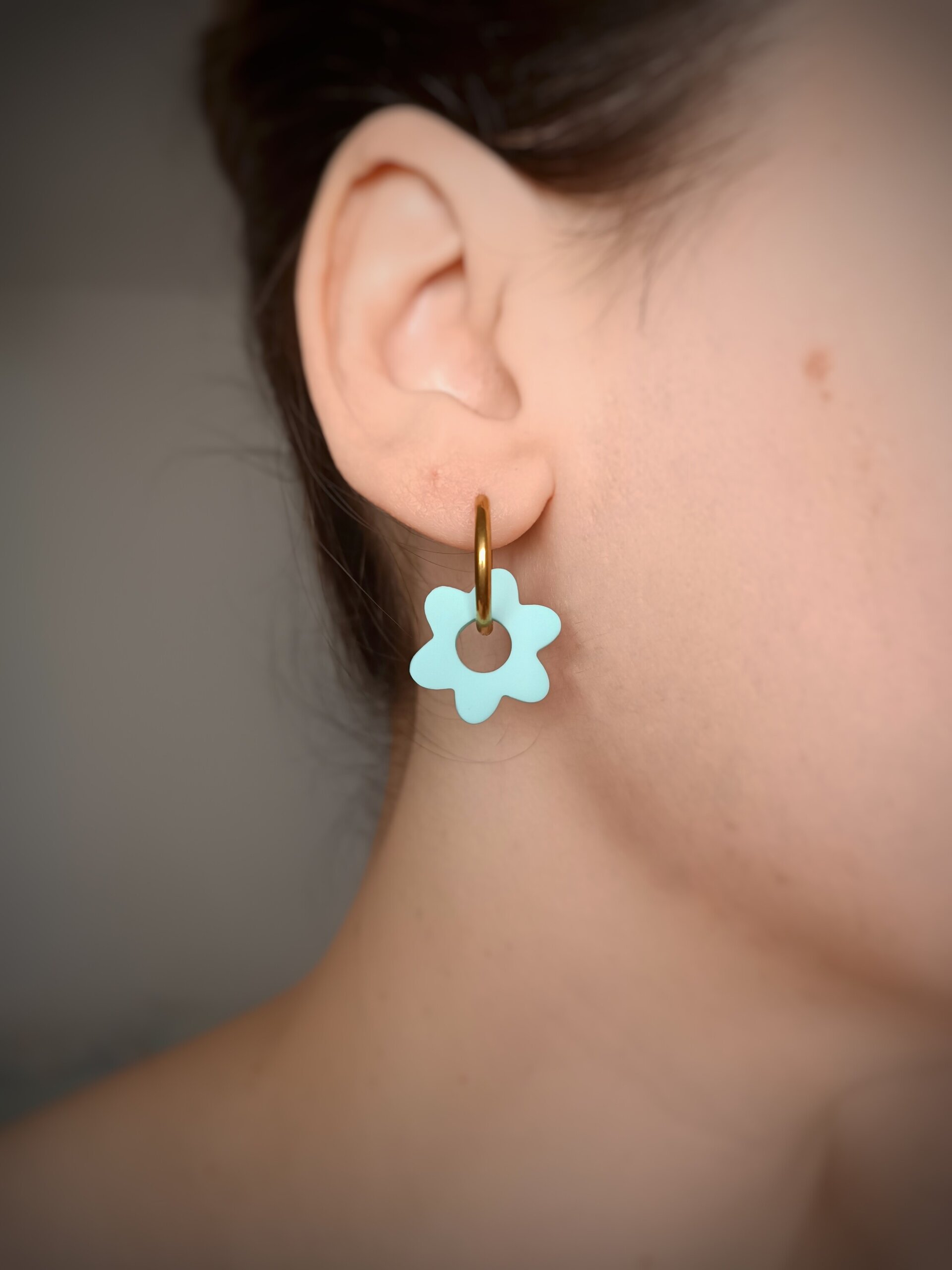 Charm Flor azul pastel (Par) - 3