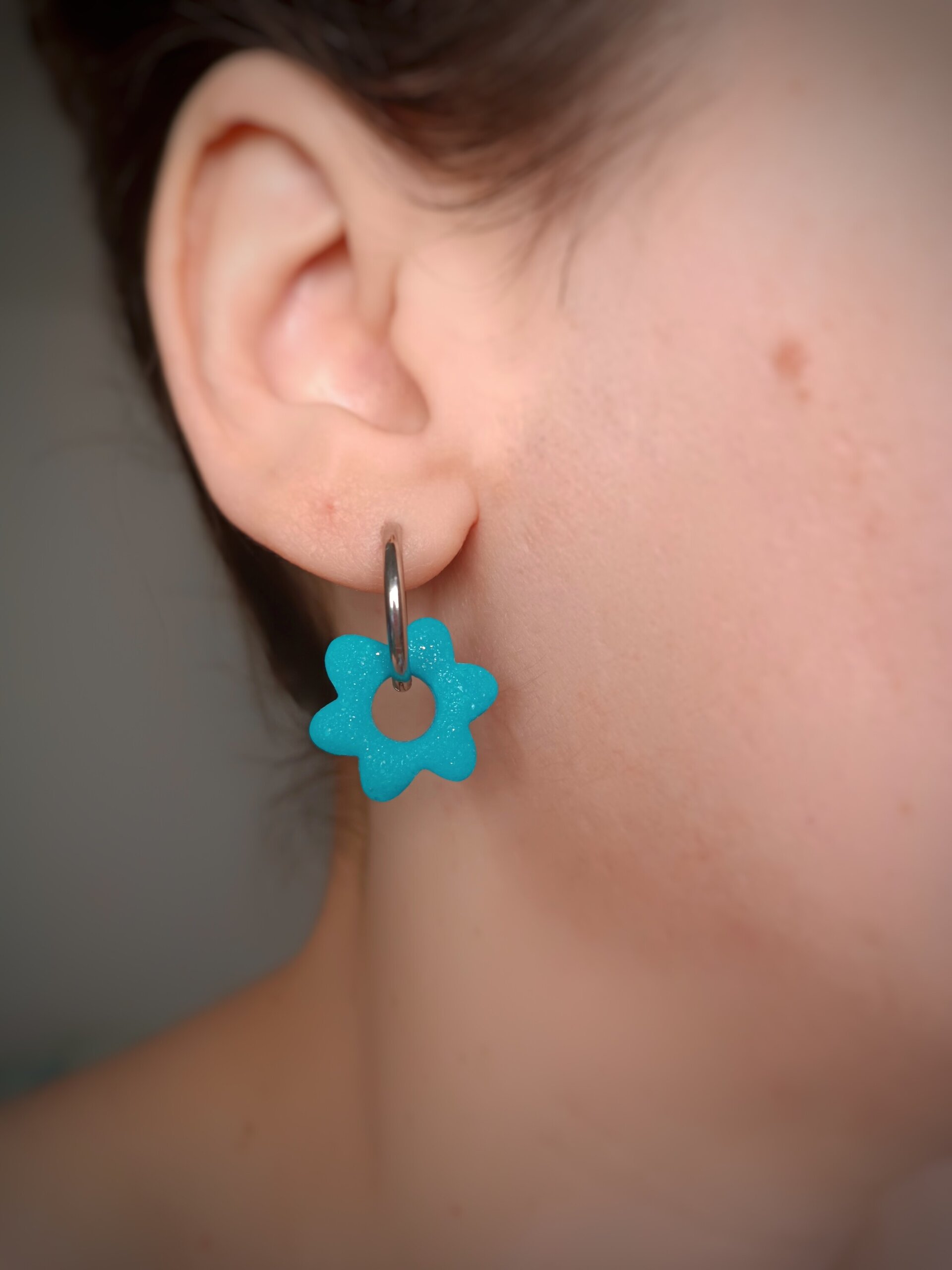 Charm Flor turquesa (Par) - 2